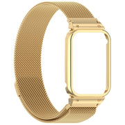 For Xiaomi Smart Band 9 Pro Metal Frame Integrated Milan Magnetic Stainless Steel Watch Band(Gold)