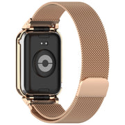 For Xiaomi Smart Band 9 Pro Metal Frame Integrated Milan Magnetic Stainless Steel Watch Band(Rose Gold)