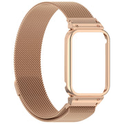 For Xiaomi Smart Band 9 Pro Metal Frame Integrated Milan Magnetic Stainless Steel Watch Band(Rose Gold)