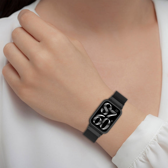 For Xiaomi Smart Band 9 Pro Metal Frame Integrated Milan Magnetic Stainless Steel Watch Band(Rose Gold)