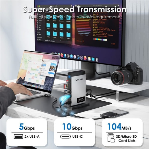 WAVLINK WL-UMD26 11 in 1 140W PD 3.1 USB-C 8K Displayport Charging Docking Station