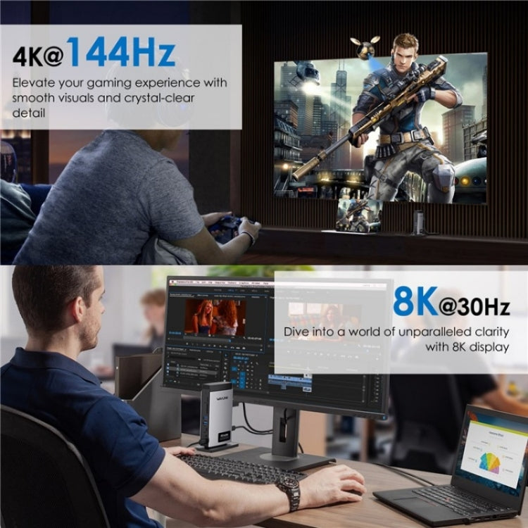 WAVLINK WL-UMD26 11 in 1 140W PD 3.1 USB-C 8K Displayport Charging Docking Station - free shipping - PMC TechLife - Order now!