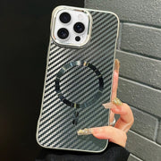 For iPhone 12 Pro AG Carbon Fiber Frameless MagSafe Phone Case(Black)