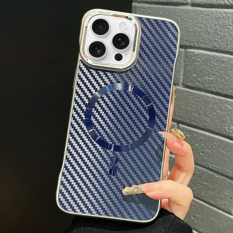 For iPhone 12 Pro Max AG Carbon Fiber Frameless MagSafe Phone Case(Blue) - iPhone 12 Pro Max Cases by PMc TechLife | Online Shopping South Africa | PMc TechLife | Buy Now Pay Later Mobicred