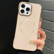 For iPhone 14 Pro AG Carbon Fiber Frameless MagSafe Phone Case(Pink)