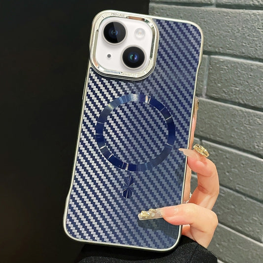 For iPhone 15 Plus AG Carbon Fiber Frameless MagSafe Phone Case(Blue) - iPhone 15 Plus Cases by PMC Jewellery | Online Shopping South Africa | PMC Jewellery | Buy Now Pay Later Mobicred