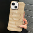 For iPhone 15 AG Carbon Fiber Frameless MagSafe Phone Case(Gold) - free shipping - PMc TechLife - Order now!