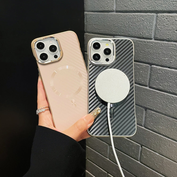 For iPhone 15 Pro Max AG Carbon Fiber Frameless MagSafe Phone Case(Gold) - iPhone 15 Pro Max Cases by PMc TechLife | Online Shopping South Africa | PMc TechLife | Buy Now Pay Later Mobicred