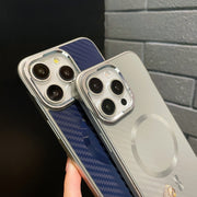 For iPhone 14 Pro AG Carbon Fiber Frameless MagSafe Phone Case(Grey)