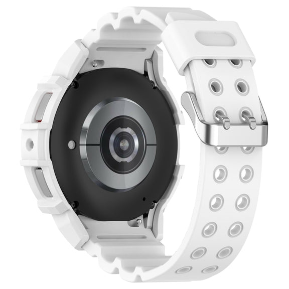 For Samsung Galaxy Watch 7 40mm Armor Silicone Watch Band with Watch Case Set(White)
