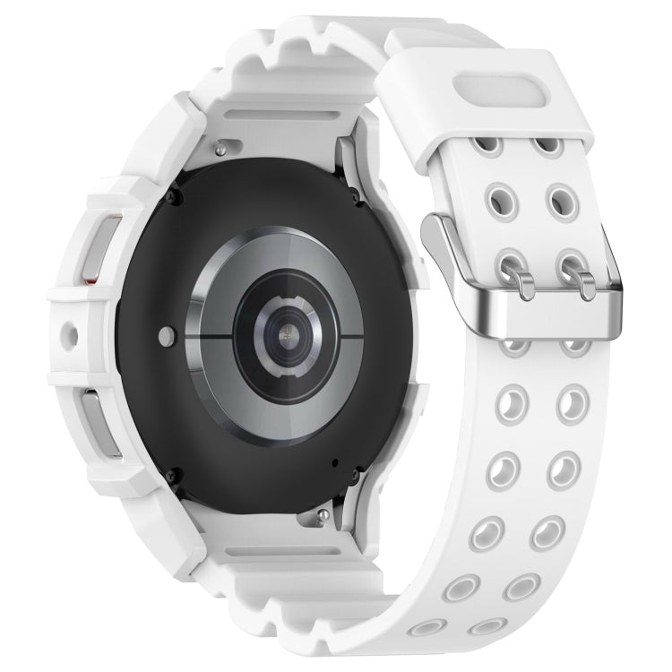 For Samsung Galaxy Watch 7 40mm Armor Silicone Watch Band with Watch Case Set(White)