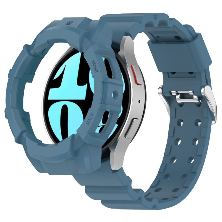 For Samsung Galaxy Watch 7 40mm Armor Silicone Watch Band with Watch Case Set(Blue)