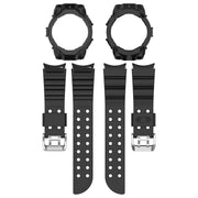 For Samsung Galaxy Watch 7 40mm Armor Silicone Watch Band with Watch Case Set(Black)