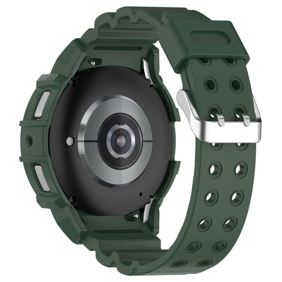 For Samsung Galaxy Watch 7 40mm Armor Silicone Watch Band with Watch Case Set(Green)
