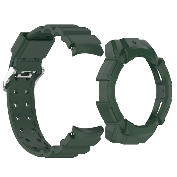 For Samsung Galaxy Watch 7 40mm Armor Silicone Watch Band with Watch Case Set(Green)