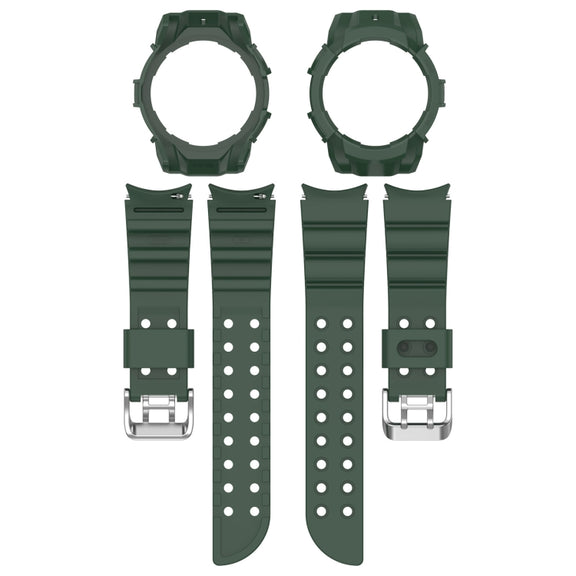 For Samsung Galaxy Watch 7 40mm Armor Silicone Watch Band with Watch Case Set(Green)