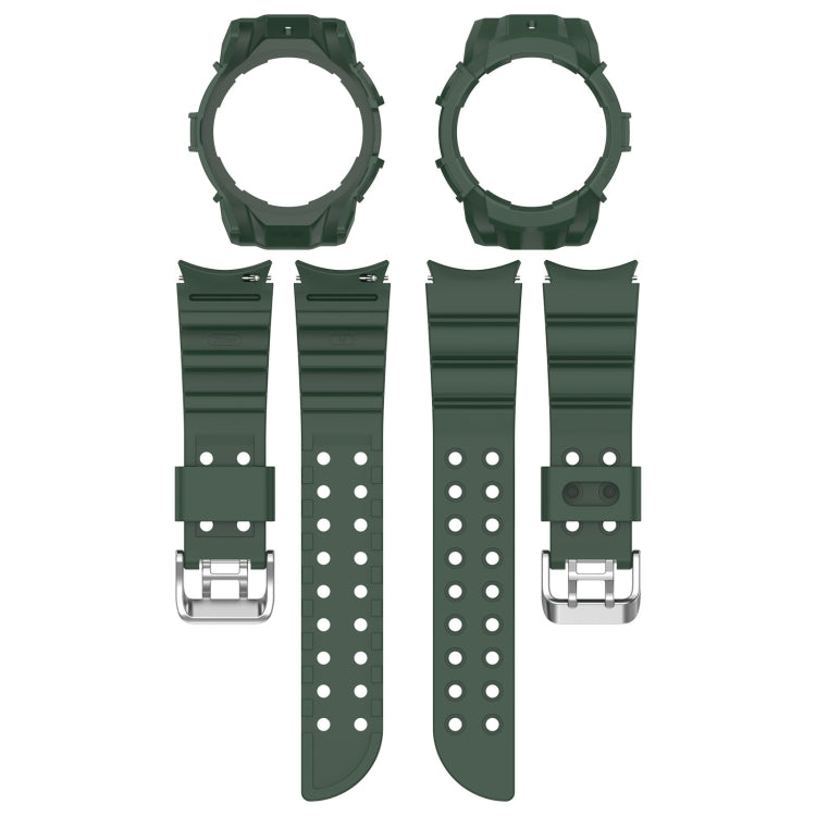 For Samsung Galaxy Watch 7 40mm Armor Silicone Watch Band with Watch Case Set(Green)