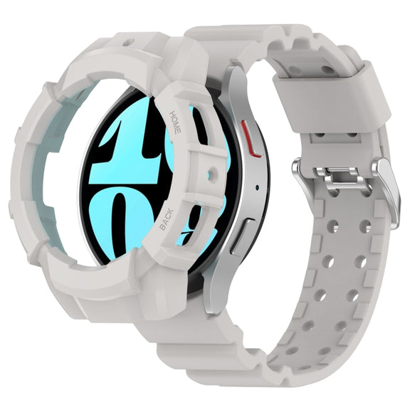 For Samsung Galaxy Watch 7 40mm Armor Silicone Watch Band with Watch Case Set(Light Gray)