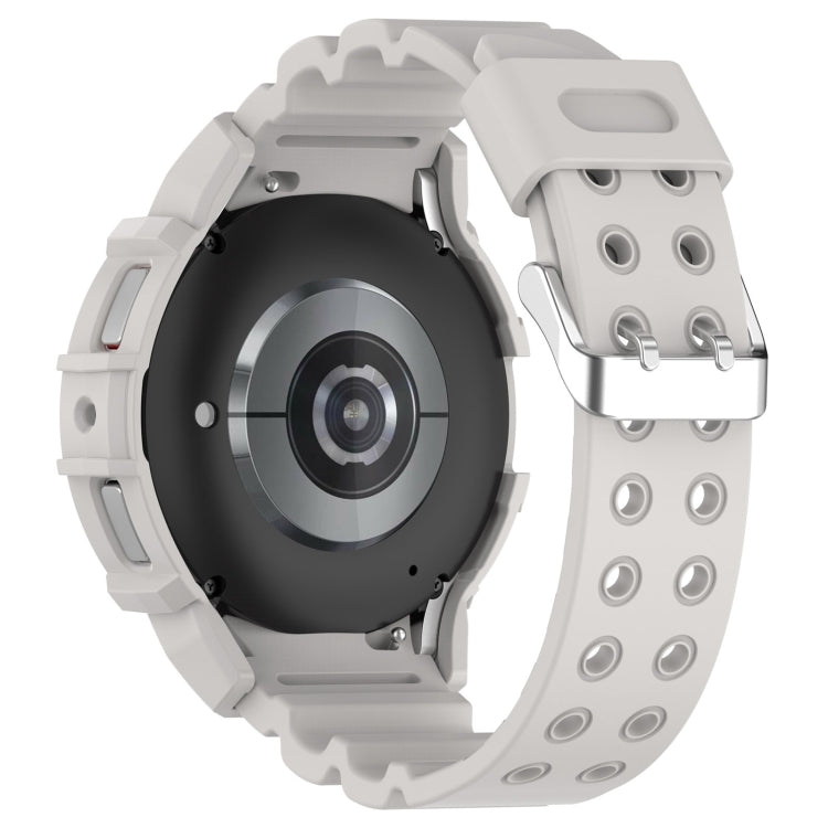 For Samsung Galaxy Watch 7 40mm Armor Silicone Watch Band with Watch Case Set(Light Gray)
