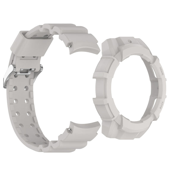 For Samsung Galaxy Watch 7 40mm Armor Silicone Watch Band with Watch Case Set(Light Gray)