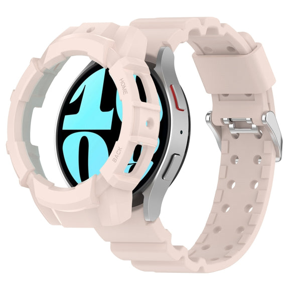 For Samsung Galaxy Watch 7 40mm Armor Silicone Watch Band with Watch Case Set(Pink)