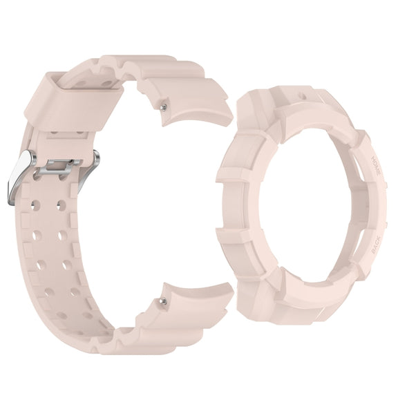 For Samsung Galaxy Watch 7 40mm Armor Silicone Watch Band with Watch Case Set(Pink)
