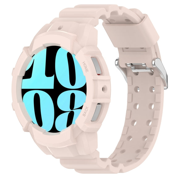 For Samsung Galaxy Watch 7 40mm Armor Silicone Watch Band with Watch Case Set(Pink)