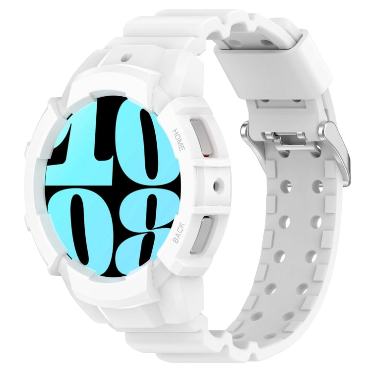 For Samsung Galaxy Watch 7 44mm Armor Silicone Watch Band with Watch Case Set(White) - Watch Bands by PMC Jewellery | Online Shopping South Africa | PMC Jewellery | Buy Now Pay Later Mobicred