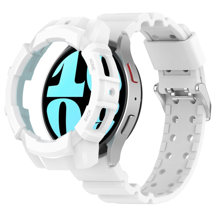 For Samsung Galaxy Watch 7 44mm Armor Silicone Watch Band with Watch Case Set(White) - Watch Bands by PMC Jewellery | Online Shopping South Africa | PMC Jewellery | Buy Now Pay Later Mobicred