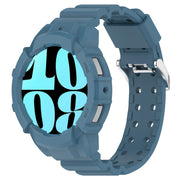 For Samsung Galaxy Watch 7 44mm Armor Silicone Watch Band with Watch Case Set(Blue)