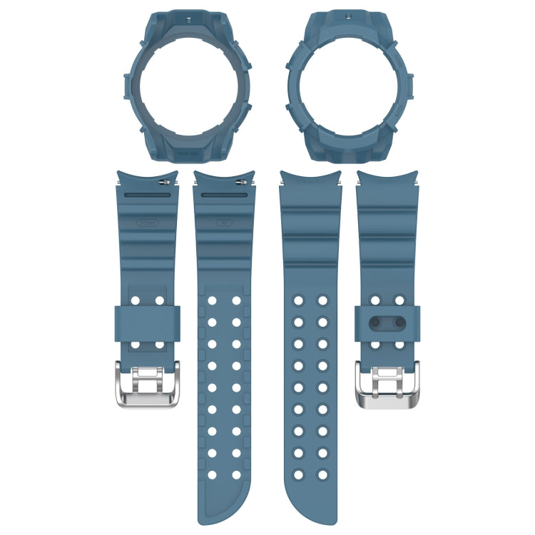 For Samsung Galaxy Watch 7 44mm Armor Silicone Watch Band with Watch Case Set(Blue) - Watch Bands by PMC Jewellery | Online Shopping South Africa | PMC Jewellery | Buy Now Pay Later Mobicred