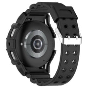 For Samsung Galaxy Watch 7 44mm Armor Silicone Watch Band with Watch Case Set(Black)