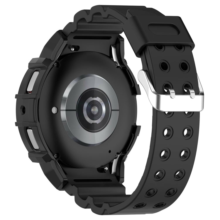 For Samsung Galaxy Watch 7 44mm Armor Silicone Watch Band with Watch Case Set(Black)