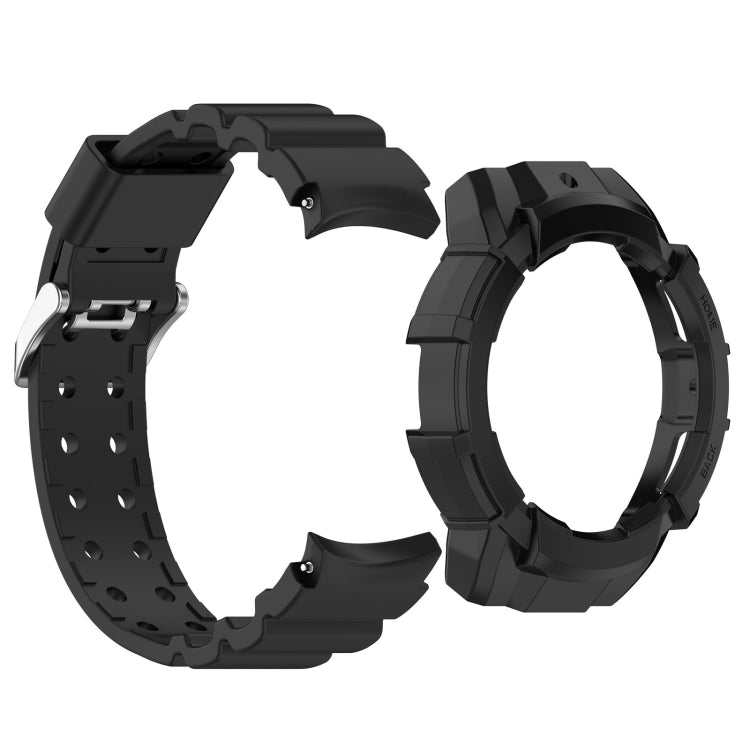 For Samsung Galaxy Watch 7 44mm Armor Silicone Watch Band with Watch Case Set(Black) - Watch Bands by PMC Jewellery | Online Shopping South Africa | PMC Jewellery | Buy Now Pay Later Mobicred