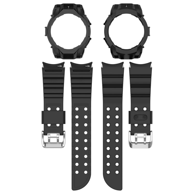 For Samsung Galaxy Watch 7 44mm Armor Silicone Watch Band with Watch Case Set(Black)