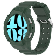 For Samsung Galaxy Watch 7 44mm Armor Silicone Watch Band with Watch Case Set(Green)