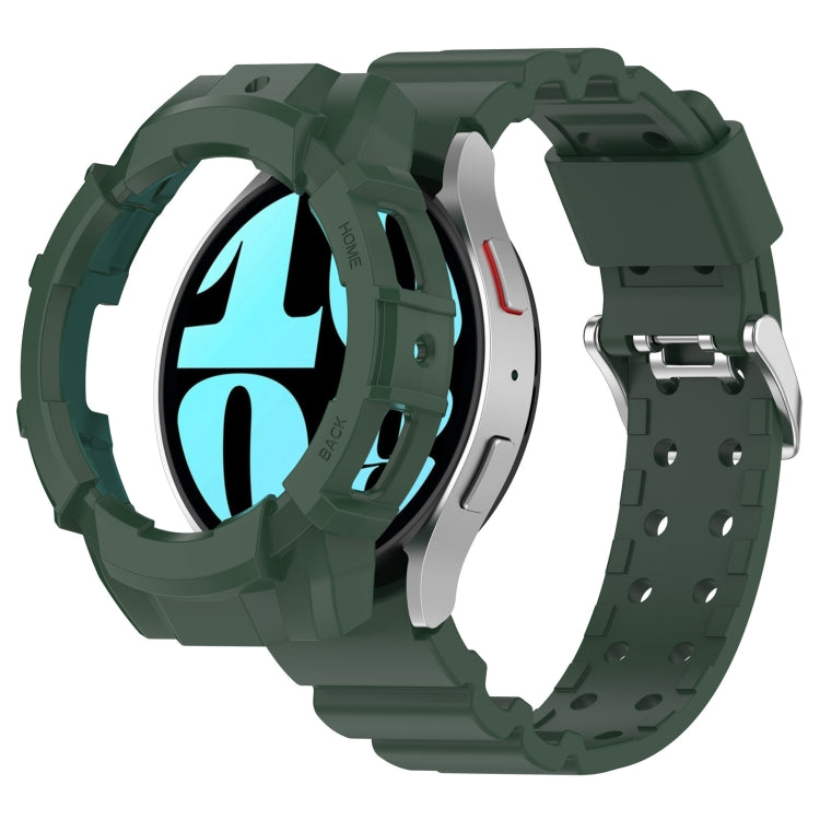 For Samsung Galaxy Watch 7 44mm Armor Silicone Watch Band with Watch Case Set(Green)