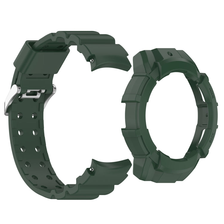 For Samsung Galaxy Watch 7 44mm Armor Silicone Watch Band with Watch Case Set(Green)