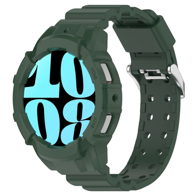 For Samsung Galaxy Watch 7 44mm Armor Silicone Watch Band with Watch Case Set(Green)