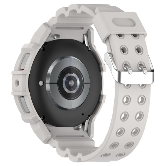 For Samsung Galaxy Watch 7 44mm Armor Silicone Watch Band with Watch Case Set(Light Gray)