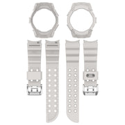 For Samsung Galaxy Watch 7 44mm Armor Silicone Watch Band with Watch Case Set(Light Gray)