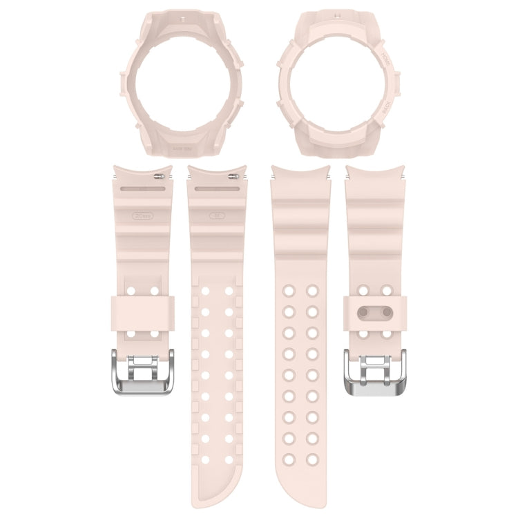 For Samsung Galaxy Watch 7 44mm Armor Silicone Watch Band with Watch Case Set(Pink)