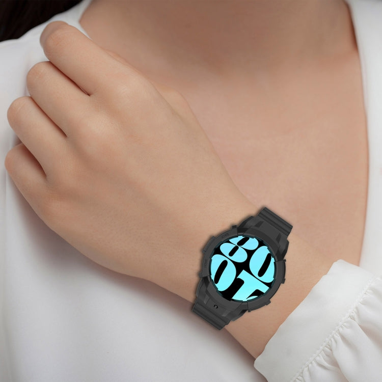 For Samsung Galaxy Watch 7 44mm Armor Silicone Watch Band with Watch Case Set(Blue) - Watch Bands by PMC Jewellery | Online Shopping South Africa | PMC Jewellery | Buy Now Pay Later Mobicred