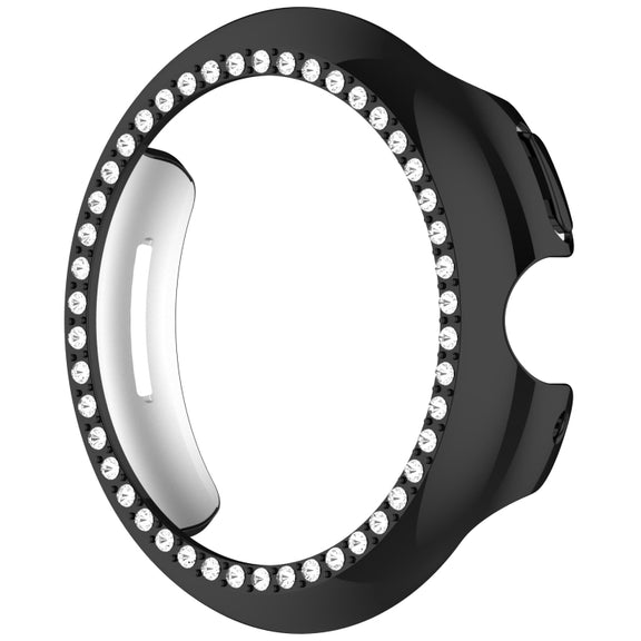For Google Pixel Watch Diamond Electroplated PC Half Coverage Watch Protective Case(Black)