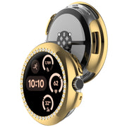 For Google Pixel Watch Diamond Electroplated PC Half Coverage Watch Protective Case(Gold)