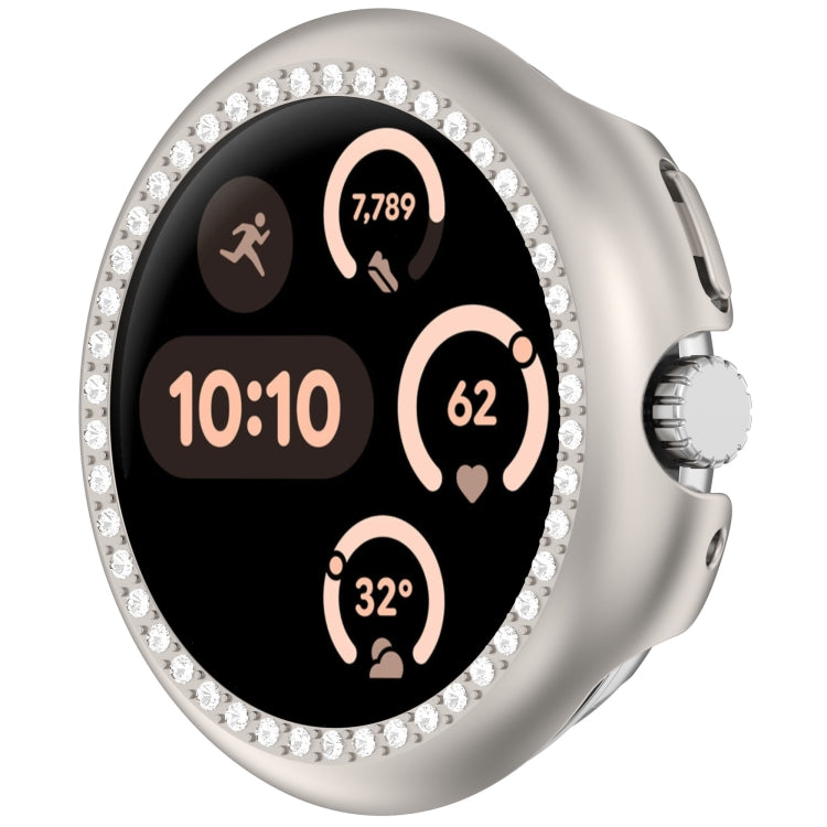 For Google Pixel Watch Diamond Electroplated PC Half Coverage Watch Protective Case(Starlight) - Watch Cases by PMC TechLife | Online Shopping South Africa | PMC TechLife | Buy Now Pay Later Mobicred