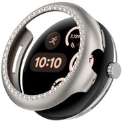 For Google Pixel Watch Diamond Electroplated PC Half Coverage Watch Protective Case(Starlight)