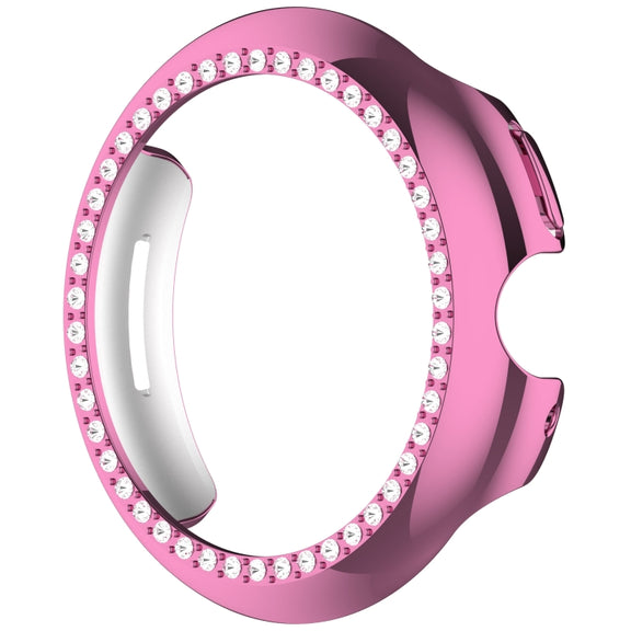 For Google Pixel Watch 3 45mm Diamond Electroplated PC Half Coverage Watch Protective Case(Pink)