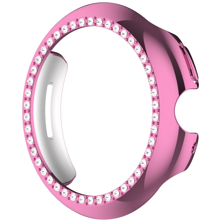 For Google Pixel Watch 3 45mm Diamond Electroplated PC Half Coverage Watch Protective Case(Pink)
