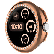 For Google Pixel Watch 3 45mm Diamond Electroplated PC Half Coverage Watch Protective Case(Rose Gold)
